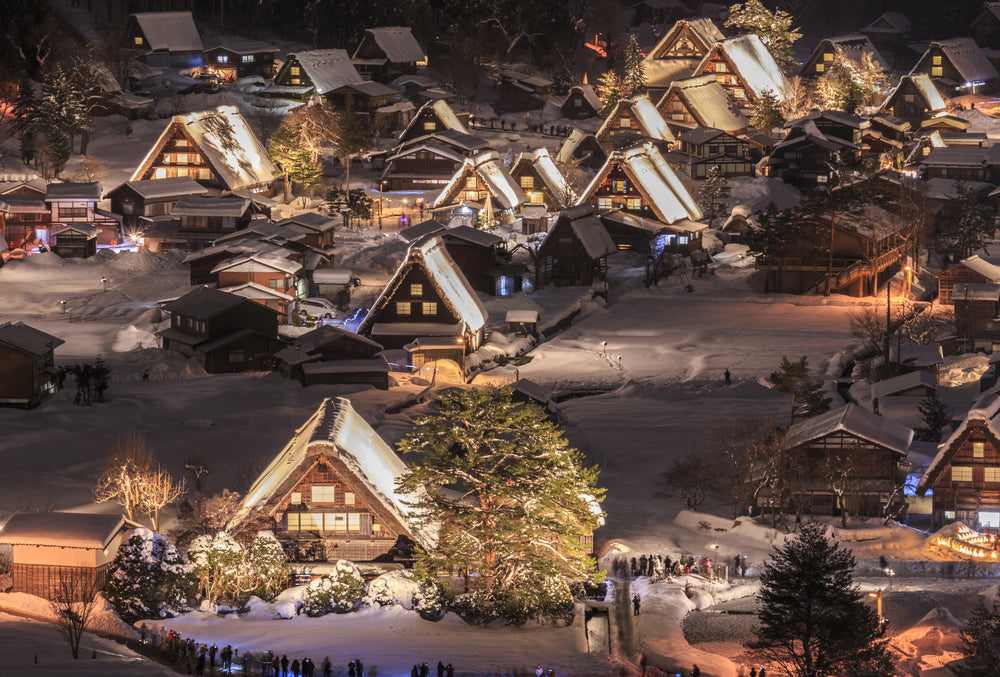 Shirakawago Light up view from top of the mountain, world heritage site