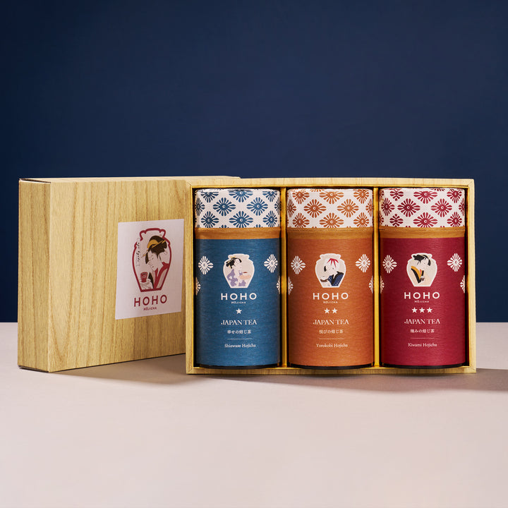 Premium Kyoto Hojicha Tea Gift Box (3 Canisters, 3 Flavors) thumbnail 1