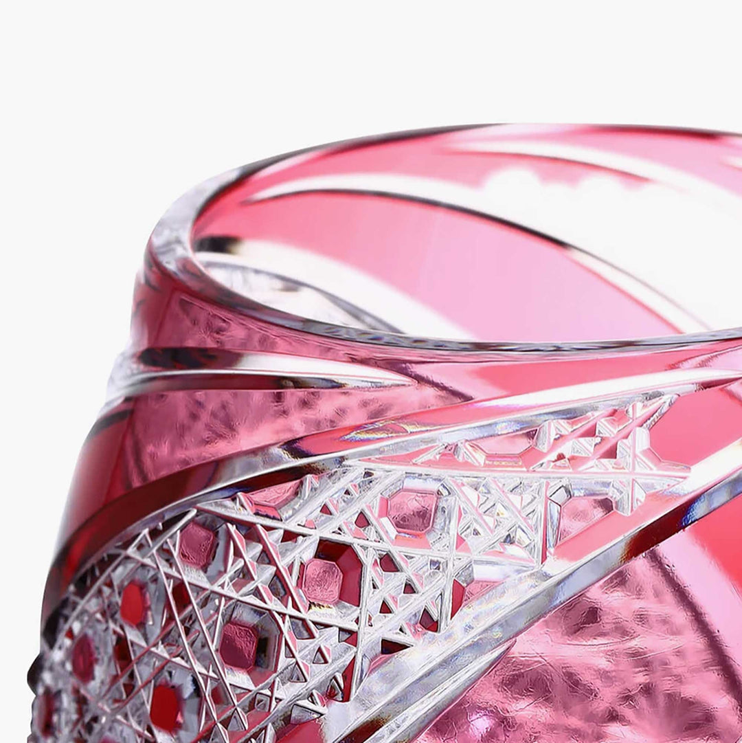 Edo Kiriko Cut Glass: Sairasen Kinaka Red Cup