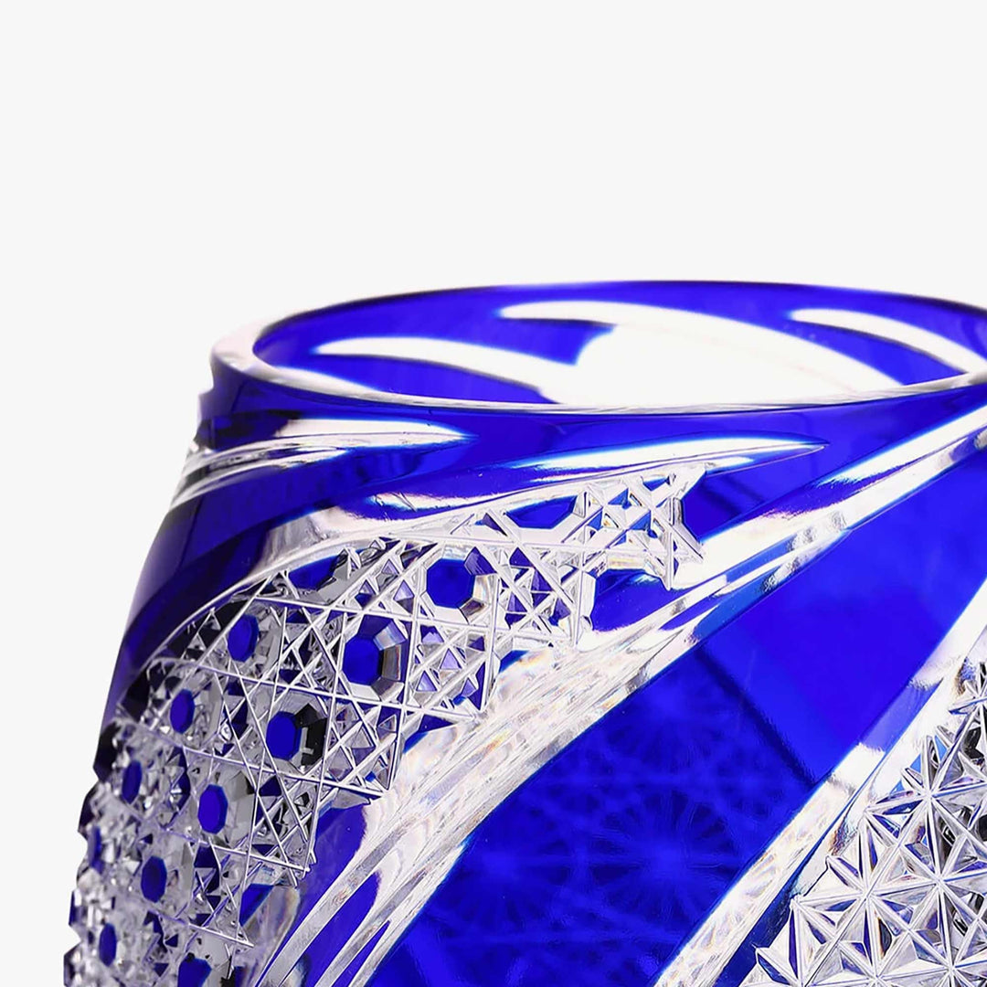 Edo Kiriko Cut Glass: Sairasen Ruri Blue Cup
